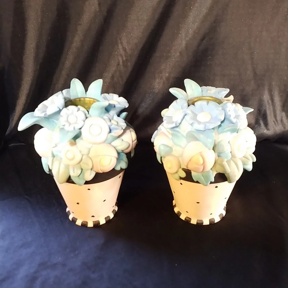 3/$25 CANDLE HOLDERS By MARY ENGELBREIT Set of 2 TAPER  Vintage 1999